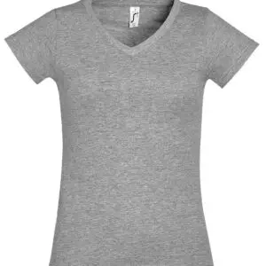 Ladies V-Neck Top - Grey Marl