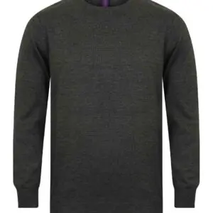 Round Neck Knitted Jumper - Charcoal Marl